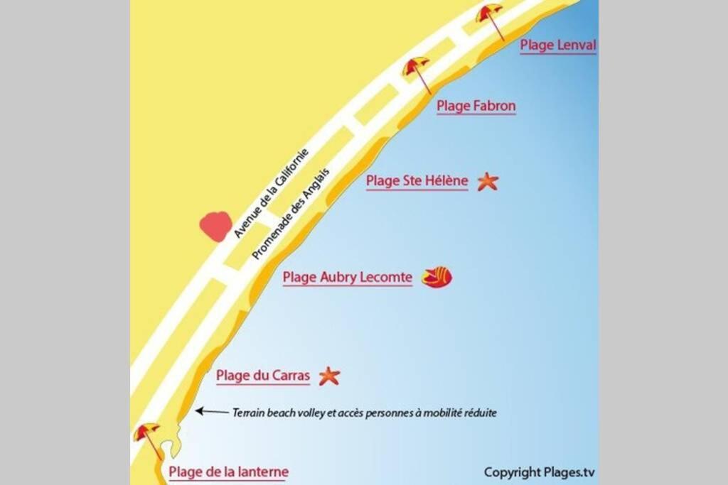 A 50 Metres De La Plage Et De La Promenade Des Anglais * Nice